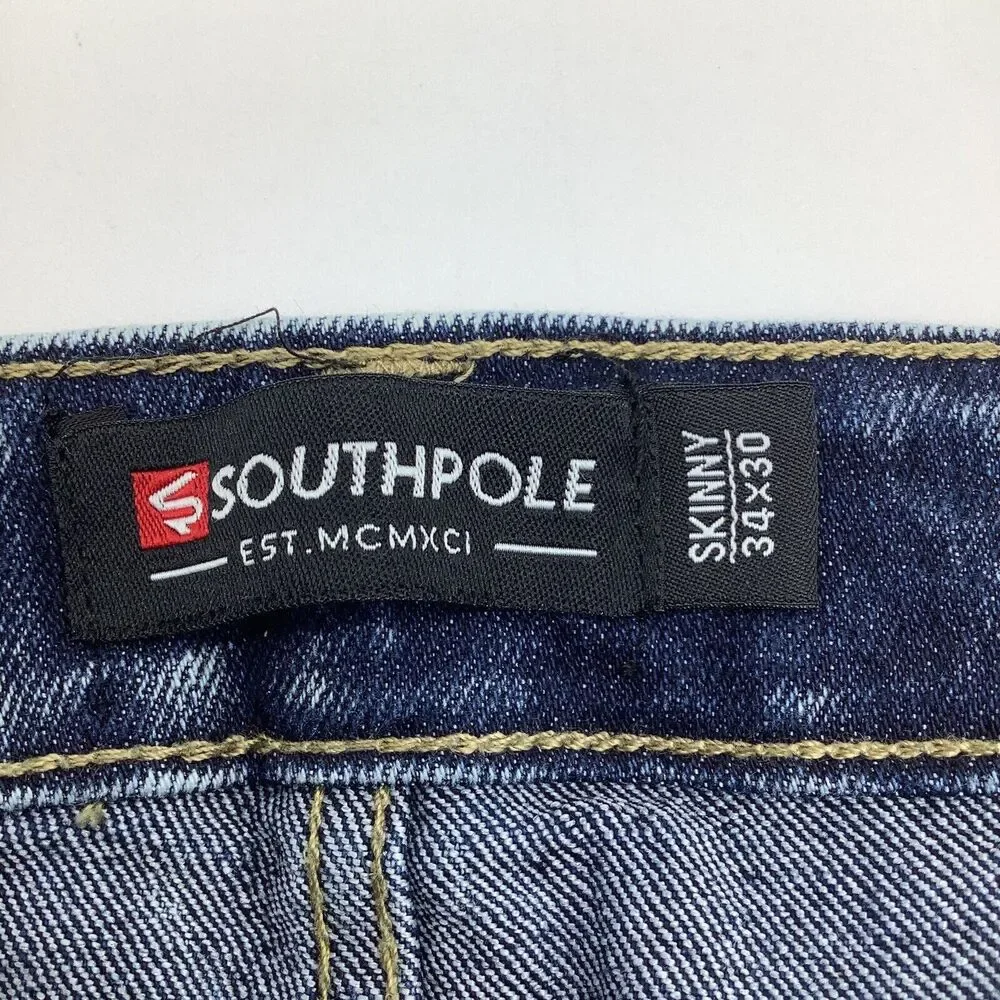 Southpole Mens Skinny‎ Jeans Blue Size 34 x 30 (Actual 34 x 29)
